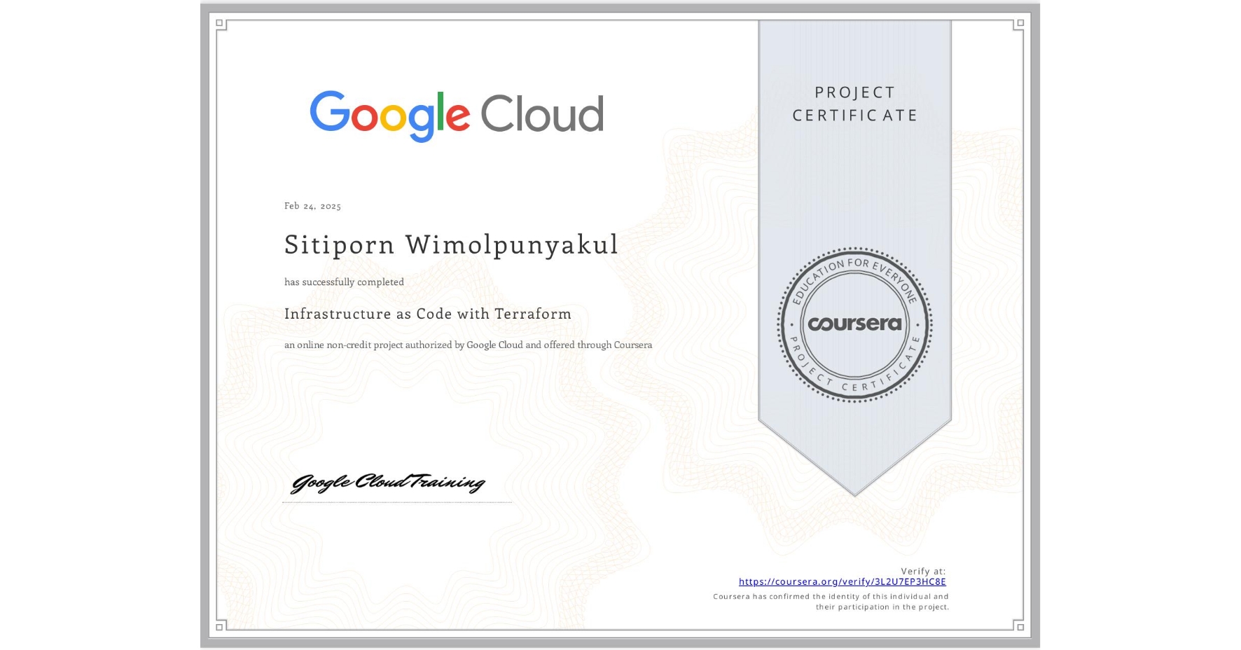 Certificate of completion